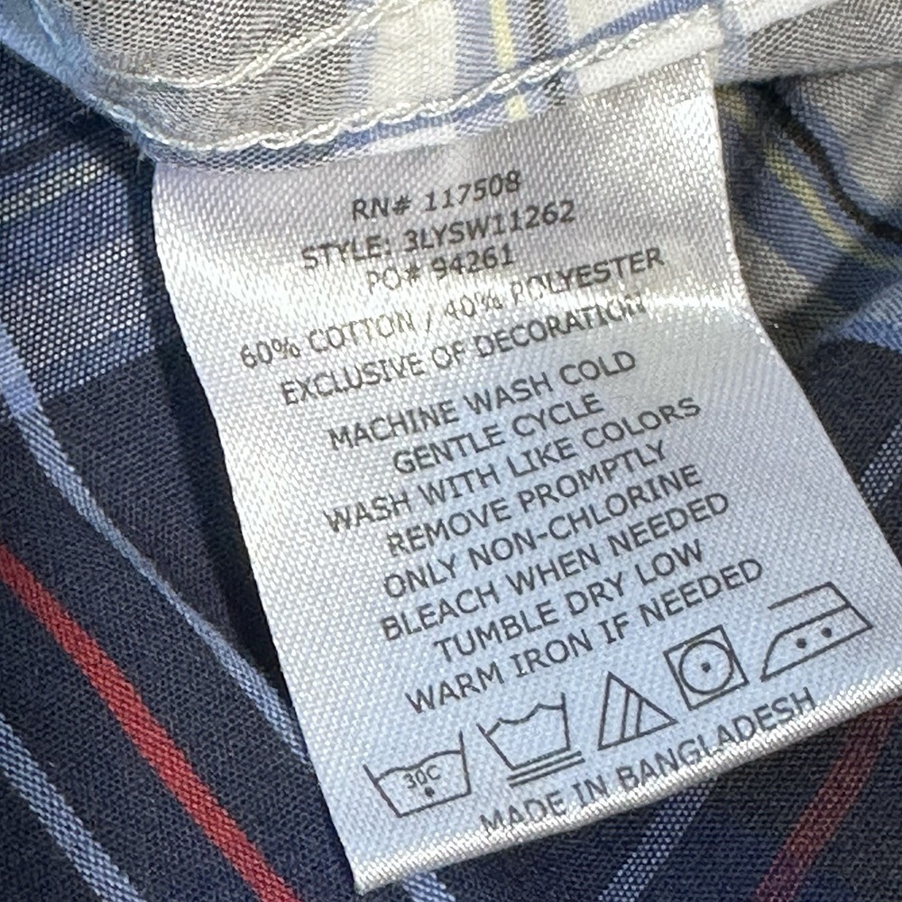 Levi's Plaid Blue Gray White Short Sleeve Button-Up Shirt 2XL Pockets 3LYSW11262 - Picture 4 of 4